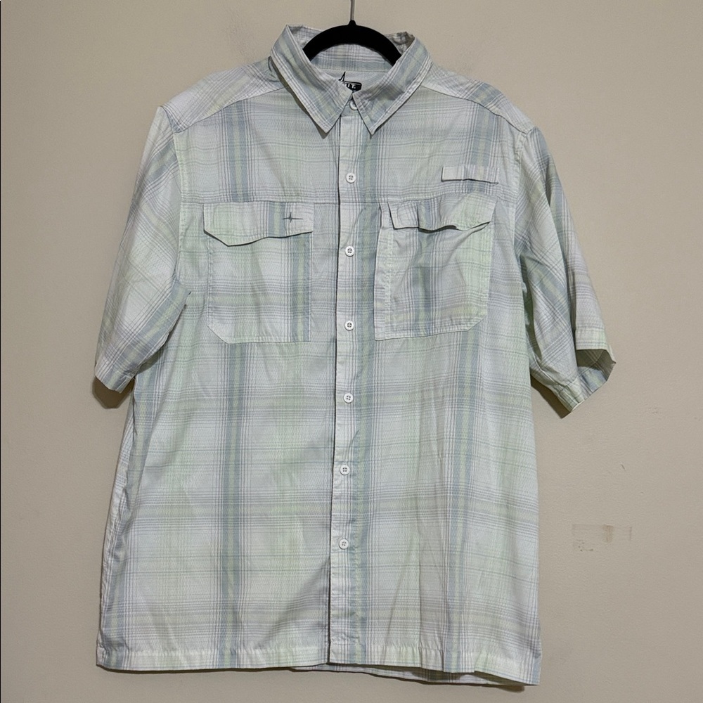 Habit Men's Light Green Plaid Shirt L casual outdoor fishing hiking button down